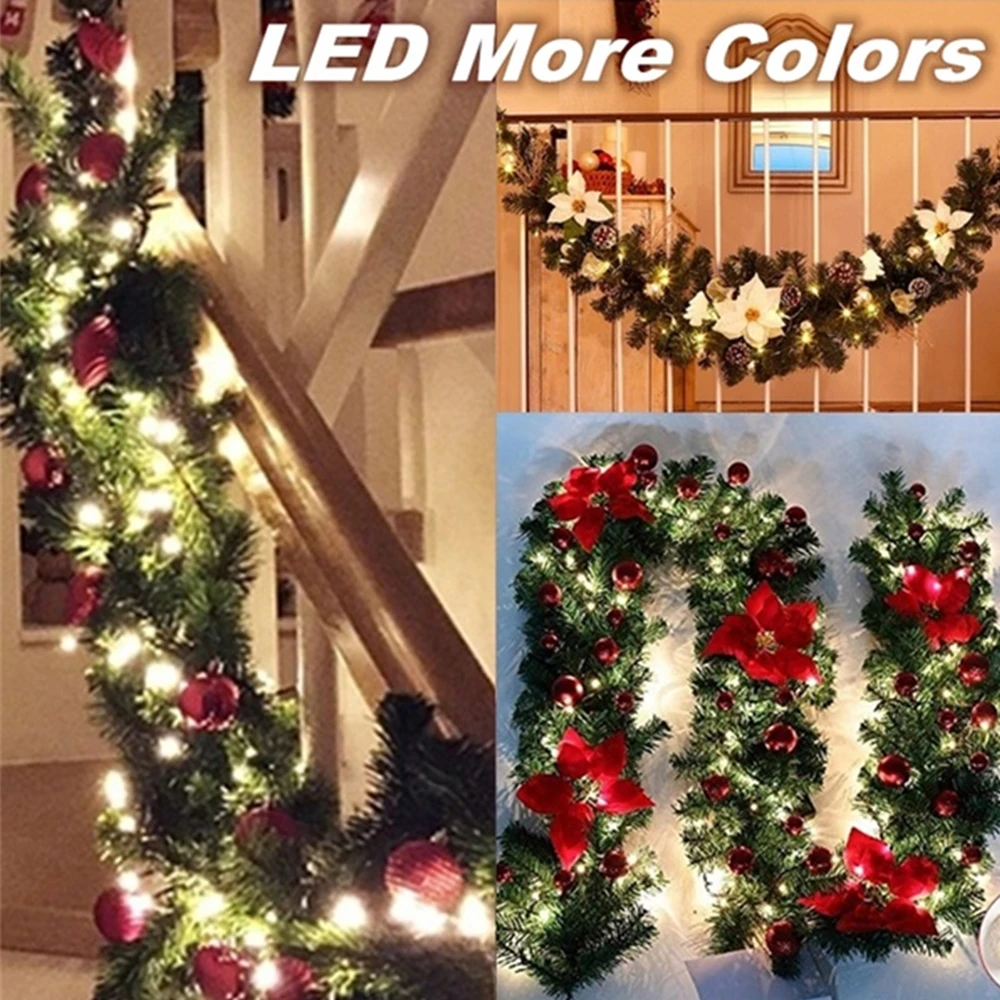 

Christmas Decorations Garland Decoration Rattan Lights Wreath Mantel Fireplace Stairs Wall Door Pine Xmas Tree LED Light Decor