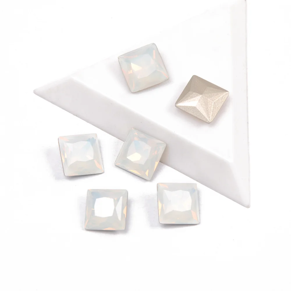 

YANRUO 4447 Top Fancy Rhinestone White Opal Color Princess Square Shape Shiny Strass Glass Accessories DIY Nail Art Decorations