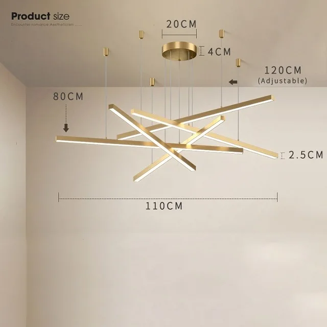 Современный минималистский офис длинная линия люстра освещение магазин выставочный зал полосы лампы для столовой гостиной светодиодный люстры - Цвет абажура: D110cm 5lines 80cm