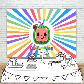 

Cartoon Cocomelon Backdrop Lovely Watermelon Colorful Background Cocomelon Theme Happy Birthday Party Banner Decorations Poster
