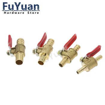

red handle Valve 6mm-12mm Hose Barb Inline Brass Water Oil Air Gas Fuel Line Shutoff Ball Valve Pipe Fittings