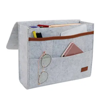 

Storage Pockets Bags Felt Bedside Hanging Storage Organizer Holder with 2 Inner Pockets for Bed Table Sofa Storage Bags Useful