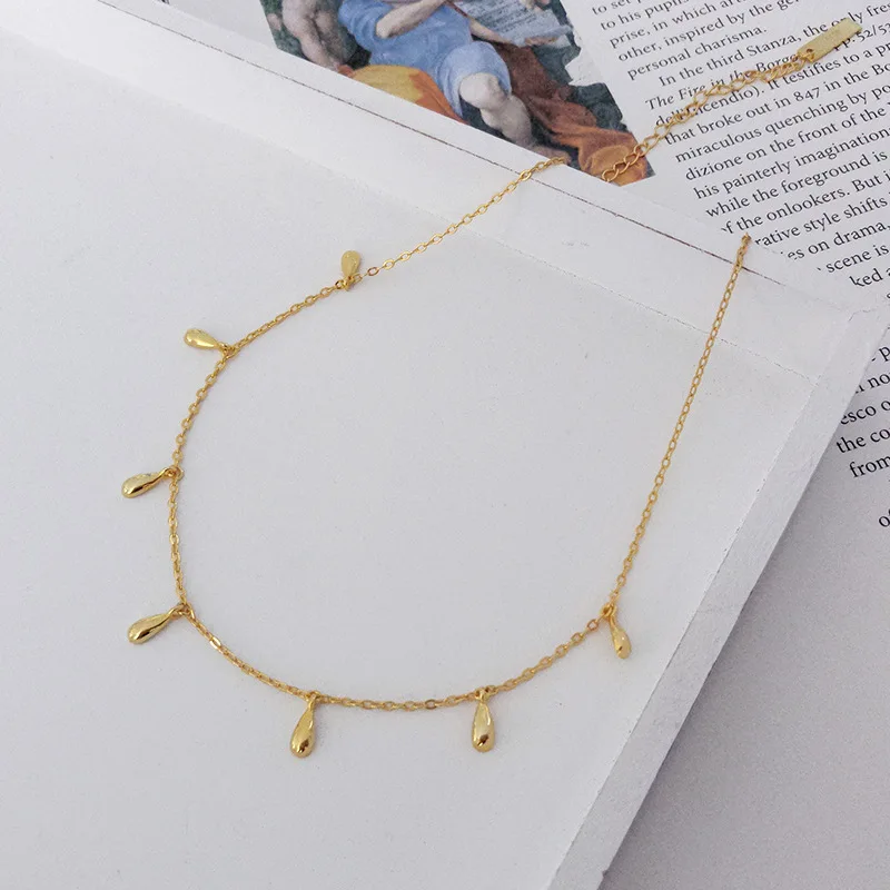 Silvology Золотое семя капля воды, чокер ожерелье 925 пробы серебро Оригинальное Элегантное ожерелье для женщин Роскошные ювелирные изделия дизайнеров