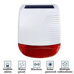 Wireless Outdoor Solar Siren 433MHz Home Security Waterproof Light Flash Strobe Alarm Siren Easy Installation Long Battery Life