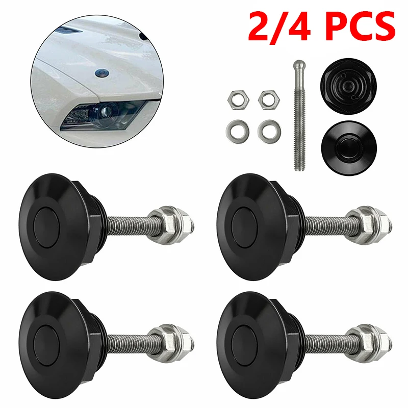 2/4pack Universal Push Button Billet Hood Pins Lock ClipPush Button