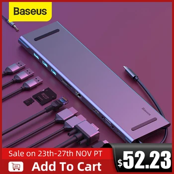 

Baseus USB Type C HUB to 3.0 USB HDMI RJ45 USB HUB for MacBook Pro Accessories USB Splitter Multi 11 Ports Type C HUB USB-C HUB