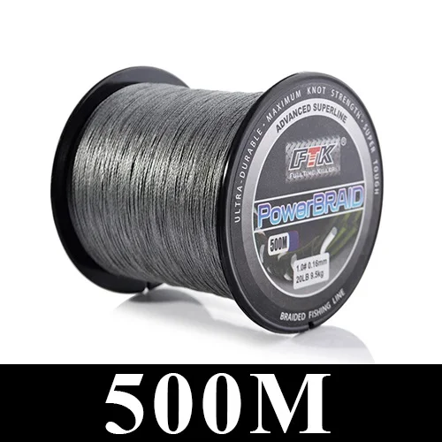Grey 500m FTK 300 м/500 м плетеная леска из полиэтилена 0,10 мм-0,40 мм 0,4-6,0# код 4 нити 8-60LB PE многофиламентная леска - Цвет: Grey 500m