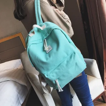 

Women Hot Canvas Backpacks Solid Color School Bags for Teenagers Girls Patchwork Backpack New 2019