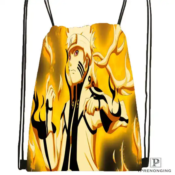 Drawstring Backpack Стикеры с Наруто Shippuden походная сумка на шнурке милый рюкзак для детей(черная спинка) 31x40 см#180531-04-39 - Цвет: Drawstring Backpack