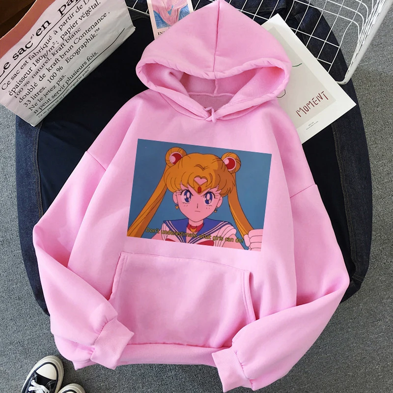Сейлор Мун каваи аниме Harajuku Толстовка для женщин Ullzang милый кот мультфильм корейский стиль толстовка 90s Модный Графический Hoody женский - Цвет: H2286