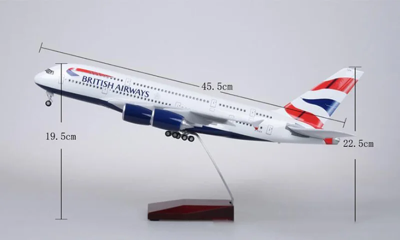 1/160 масштаб 50,5 см авиакомпания Airbus A380 британская модель самолета W свет и колесо литье под давлением пластиковые смолы самолет для сбора