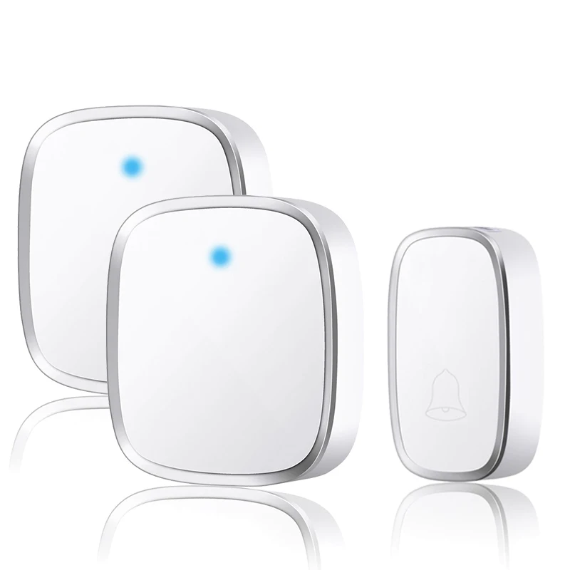 

Salifelink White EU/US Plug Wireless Waterproof Door bell Smart AC220V 36 Melody Led Light Doorbell 1 Puch Button 1 2 Receivers