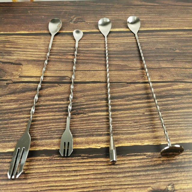 Stainless Steel Cocktail Drink Mixer Stirring Mixing Spoon Ladle