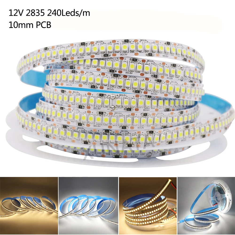 SMD 2835 Светодиодные ленты 12V 5 м 600 светодиодный s гибкий светодиодный лента диод Водонепроницаемый Светодиодные ленты светильник Кухня шкаф светильник Striscia led светодиодный