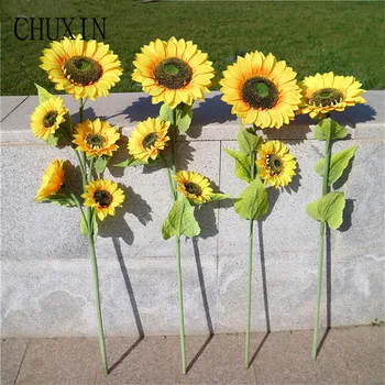 

simulation Sun Flower Big Branch Flocking Sunflower Kindergarten School Celebration Wedding Soft Decoration Artificial Flower1pc