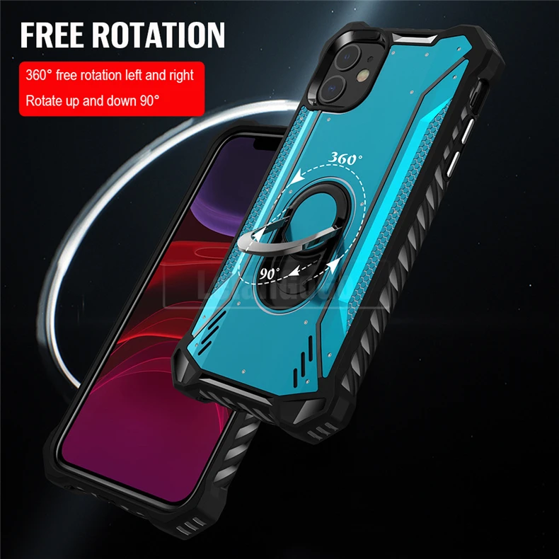 Роскошный чехол-держатель с металлическим кольцом для IPhone 11 Pro Max, чехол-броня, противоударный чехол-накладка для IPhone 8, 7, 6, 6s Plus, силиконовый чехол