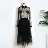 Women Black Mesh Two Pieces Set Polka Dot See Through Transparent Shirts Tops Tulle Skirts Lining Elastic Waist Pleated Jupes ► Photo 2/6