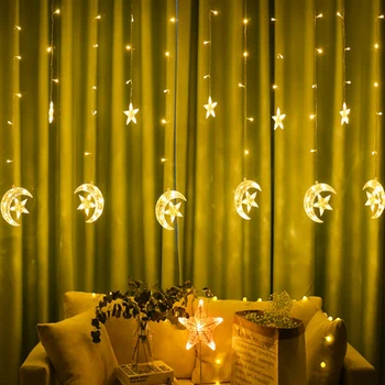 

Moon Star Lamp LED String Light Copper Wire Curtain Fairy Lights Neon For Christmas Wedding Birthday Home Decoration USB