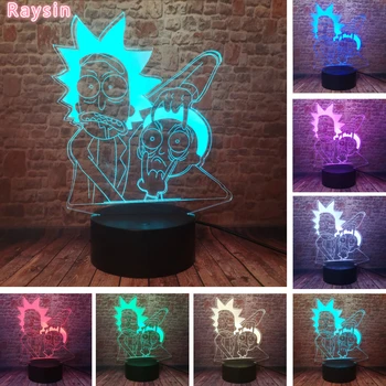 

Rick and Morty Cartoon Action Figure Peace Among Worlds 3D RGB Night Light Children Kids Boys Birthday Party Decor Xmas Gifts