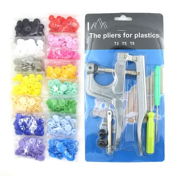 

150Sets T3/T5 KAM Snap Button Plastic Snaps And Tool U Shape Fastener Pressure Kam Press Stud For Children Clothing Sewing Tools