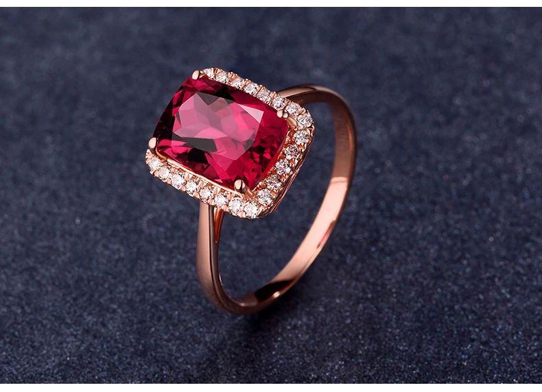 MAQ натуральное красное турмалиновое 18K чистое золото Новинка Топ Кольцо женское кольцо в форме сердца для женщин Настоящее ювелирное изделие