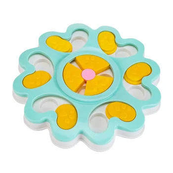 

Educational Dog Toys Flower Design Anti Dog Bowl Puppy Dog Food Dispenser Pet Dog Training Toys 25 x 3Cm Blue + Yellow + White