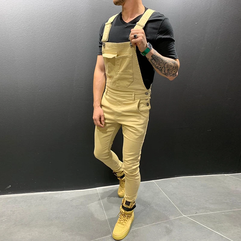 Spring Male Sleeveless Trousers Work Jumpsuit Men Pocket Overalls Pants Man Suspender Five Color Autumn Jumpsuit Casual 2019