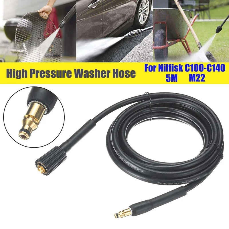 High Pressure Washer 5M Car Washer Cleaning Hose M22 For Nilfisk C100 C110 C120 C130 C140 Car Wash Pressure Washer Spray-Gun