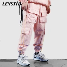 LENSTID Харадзюку уличная хип мульти штаны карго с карманами женские штаны для бега веревка дизайн широкие в стиле милитари повседневные штаны, брюки