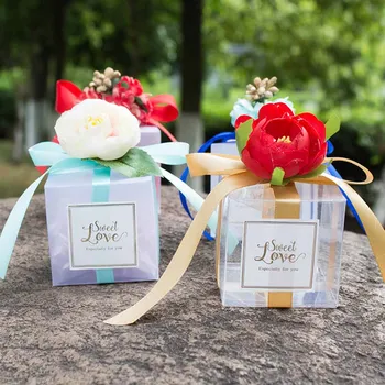 

20Pcs/lot Candy Box Transparent Clear Gift PVC Storage Bag Chocolate Boxes Square Bags for Christmas Wedding Birthday Gift