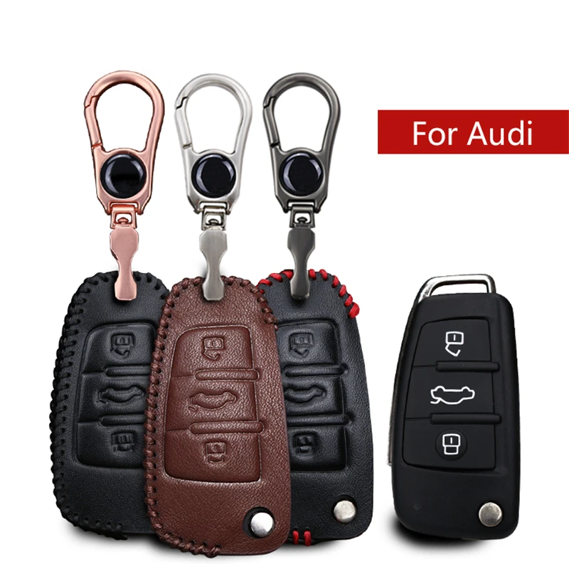 Кожаный чехол для автомобильных ключей, защитный кожух для Audi A3 8p A4 b9 A5 A6 C6 4F TT MK1 RS3 Q3 Q5 Q7 A4L A6L брелок для ключей аксессуары