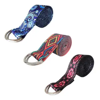

Adjustable Yoga Stretch Strap D-ring Belt Colored Printed Waist Leg Resistance Band Washable Sport Stretch Strap Props