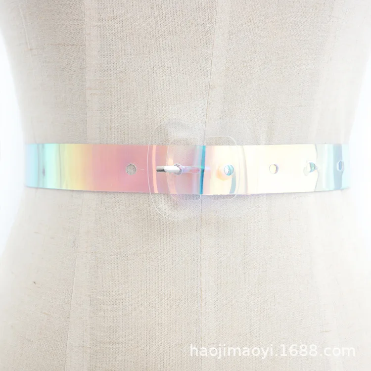 

2021 New Fashion Accessories Casual Female Belt Brand Design Wedding Belt Plastic Wild PVC Material Transparent Women Belt BL413