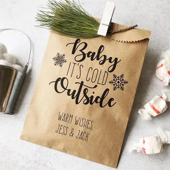 

Customized December January February bride gift - Hot Chocolate bag - hot cocoa gift - Winter Wedding - kraft paper gift bag,
