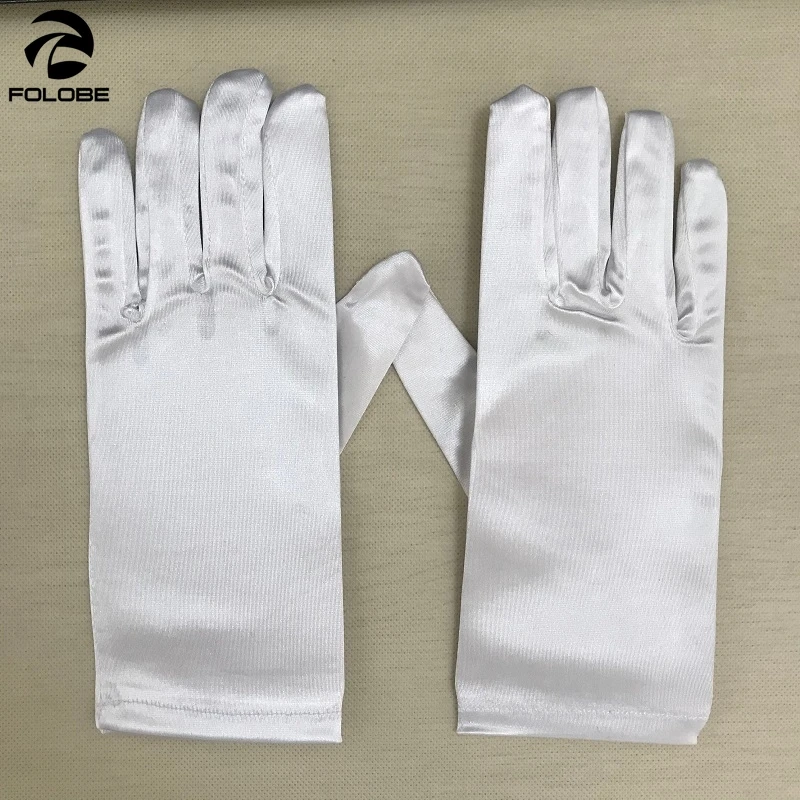 Wedding Dress Gloves Short White/Ivory/Champagne Wedding Gloves Finger for Women Wrist Satin Cuffs