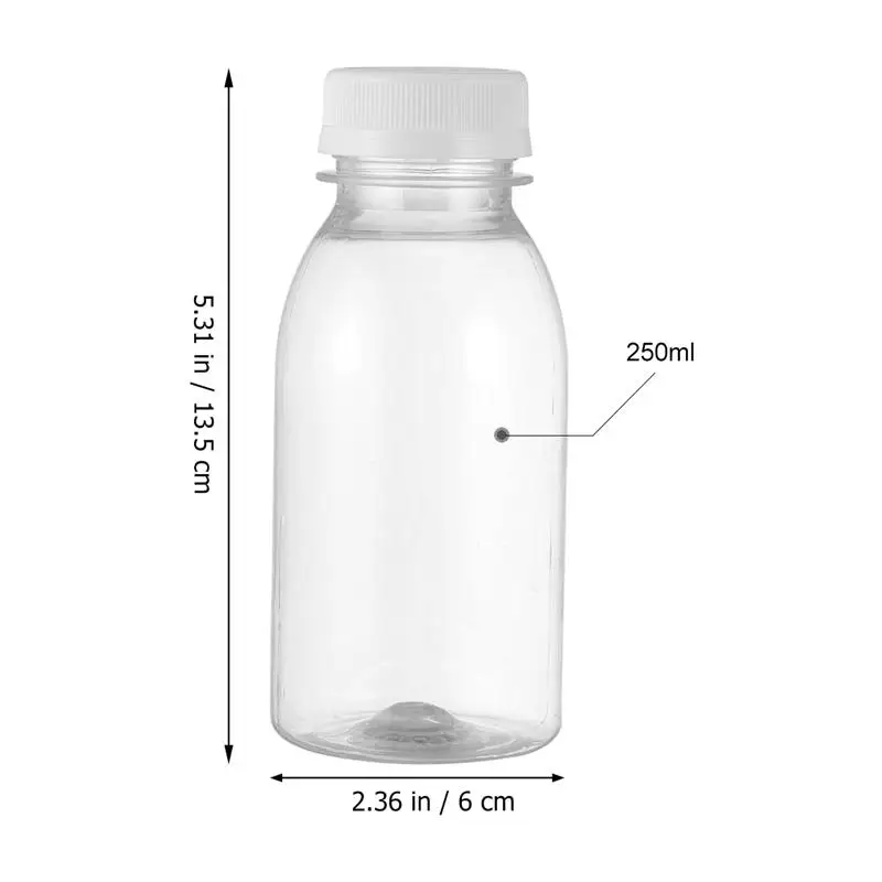 10Pcs 250ML Transparent Water Bottle Plastic Beverage Bottles (Transparent)