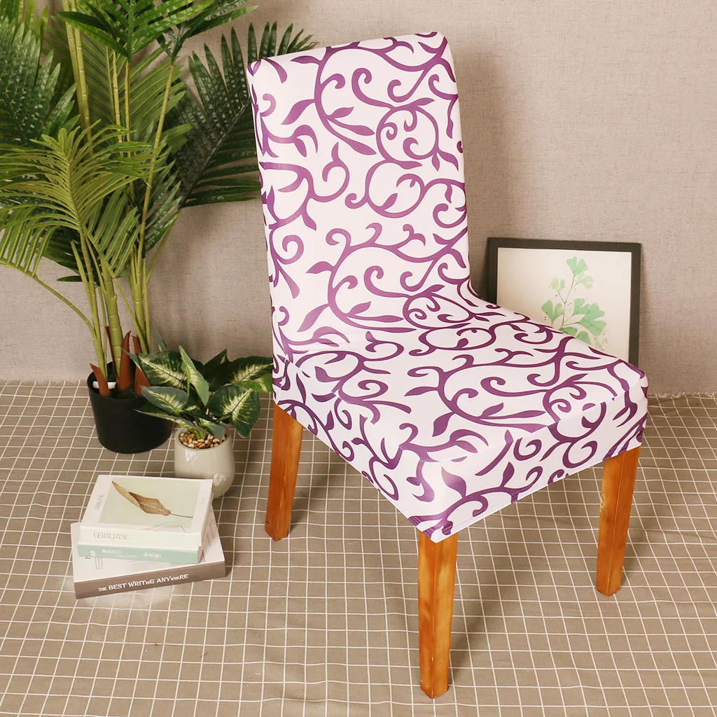 Vines Print Stretch Spandex Chair Cover Elastic Universal Seat Cover Home Decor Wedding Banquet Dining Room Drop Shipping D30