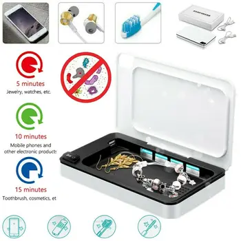 

Portable UV Sterilizer Box Mobile Phone Sanitizer Case For Phone Mice Toothbrush Mask sterilization box 1 Set