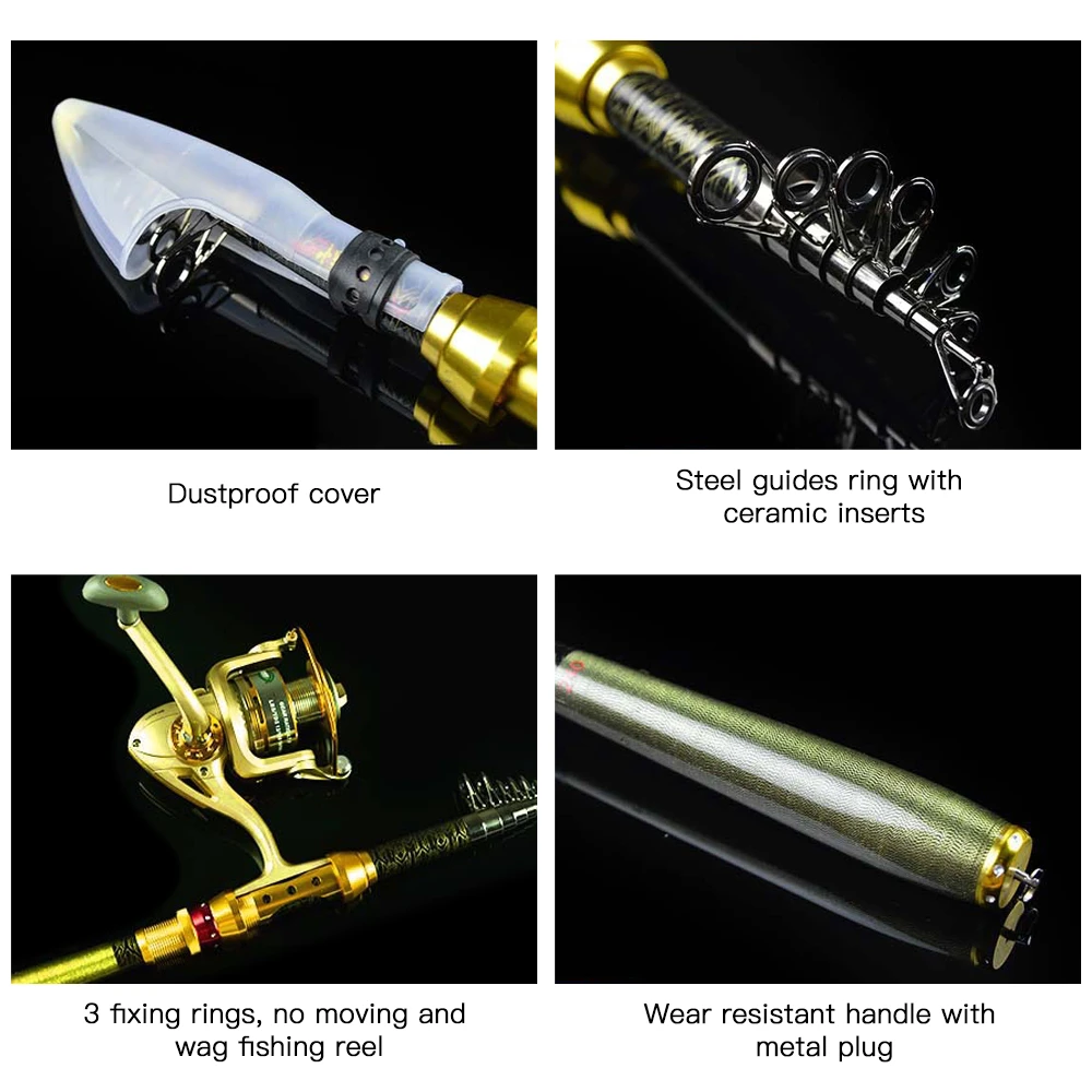 1.8m / 2.1m / 2.4m / 2.7m / 3.0m Telescopic Fishing Rod Ultralight Carbon Fishing Pole Sea Fishing Rod