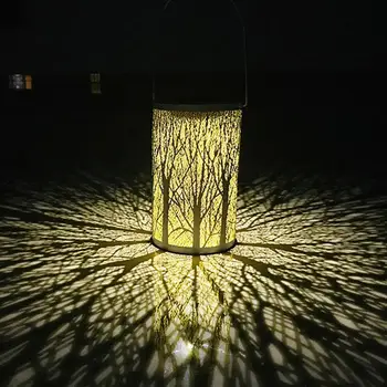 

LED Solar Lantern Cylindrical Forest Hanging Solar Light Waterproof Lanscape Lamp for Patio Courtyard Garden