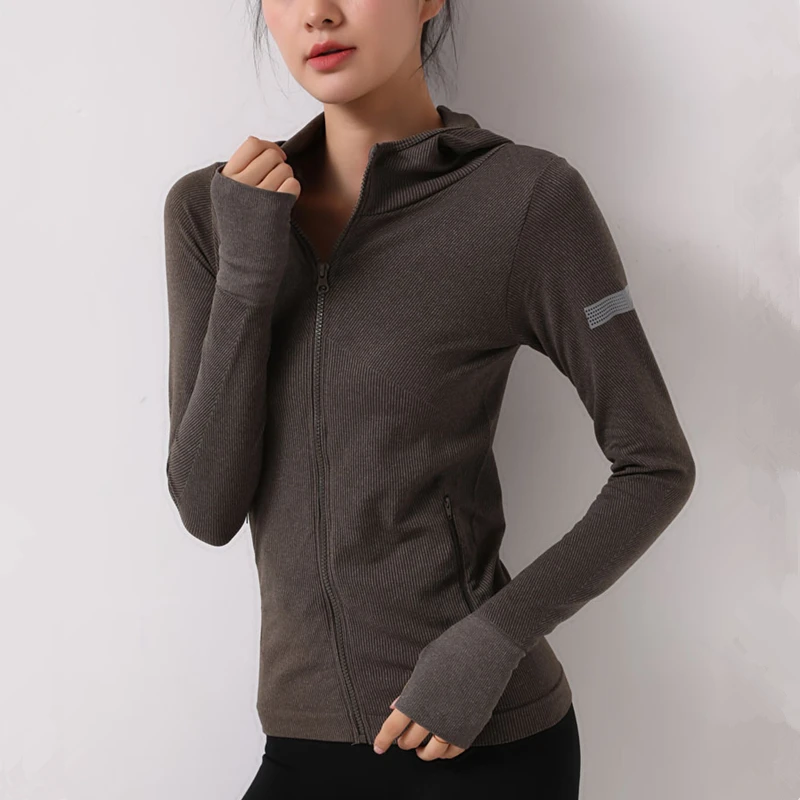 Hoodies Sportwear Yoga-Coat Motion-Clothes Running-Jacket Fitness Long-Sleeve Zipper