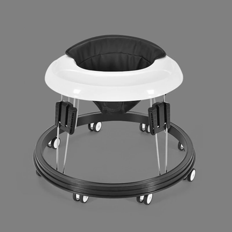 PU material black Детские ходунки с колесом детская ходьба Обучение Анти опрокидывание складное колесо ходунки многофункциональное сиденье автомобиля - Цвет: PU material black