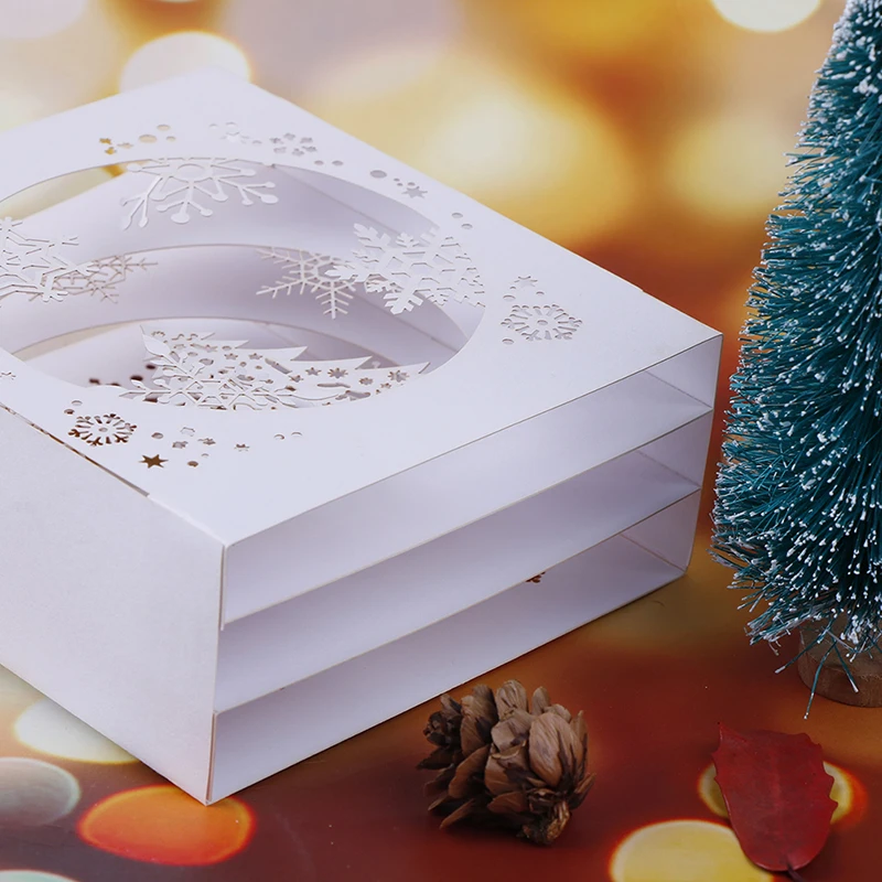 1 шт. Веселая Рождественская открытка 3D Снежинка лазерные открытки Бумажные ремесленные всплывающие подарочные коробки для фестиваля поздравительные открытки счастливый год