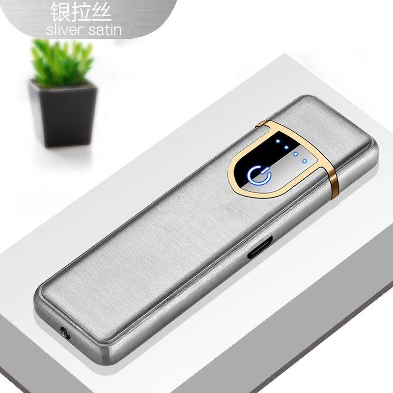 Может гравировать Зажигалка электронная зарядка USB Мини ветрозащитная Бесшумная