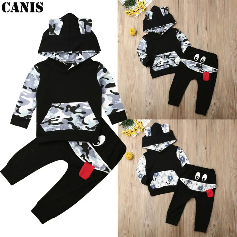 Infant Baby Boy Warm Clothes Animal Hooded Tops Coat Long Pants Tracksuit Outfit