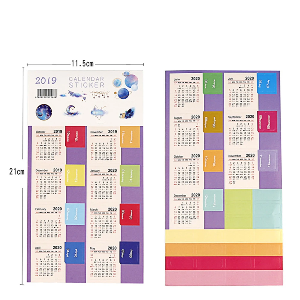 2 шт./упак. милый год календарные наклейки Тетрадь планировщик декоративные Стикеры мини-наклейка для календаря индекс Закладка для книги канцелярские принадлежности - Цвет: Фиолетовый