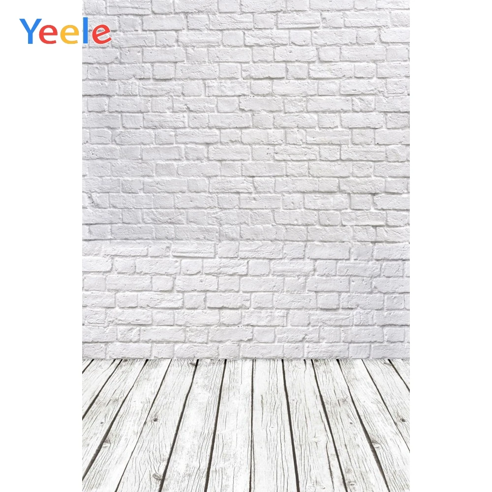 

Yeele White Brick Wall Wooden Floor Portrait Grunge Photography Backgrounds Customized Photographic Backdrops For Photo Studio