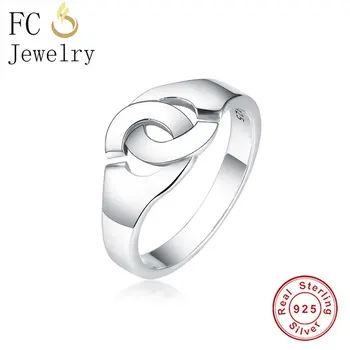 

100% 925 Silver Antique Handcuffs Finger Chain Rings For Women Infinity Love Engagement Weddings Party Wholesale Joyas 2020 New