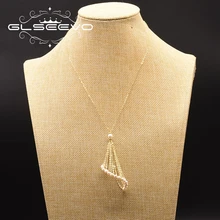 GLSEEVO świeże perły wodne wisiorek długi naszyjnik dla kobiet dziewczyna zakochanych przyjęcie zaręczynowe fajny prezent Collares De Moda 2019 GN0166(China)