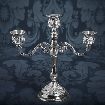 

Metal candlestick for 3 candles "Leaf fall" silver color 20x21x8.5 cm